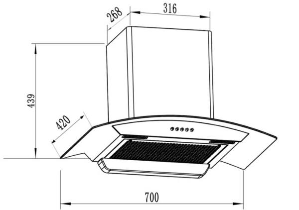 Máy hút khử mùi kính cong FSCH370B