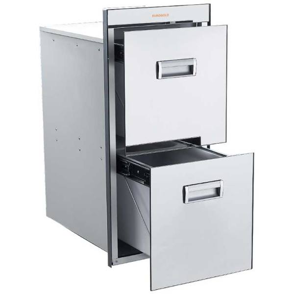 Thùng gạo Euroglod mặt gương màu bạc 2 ngăn GB322S